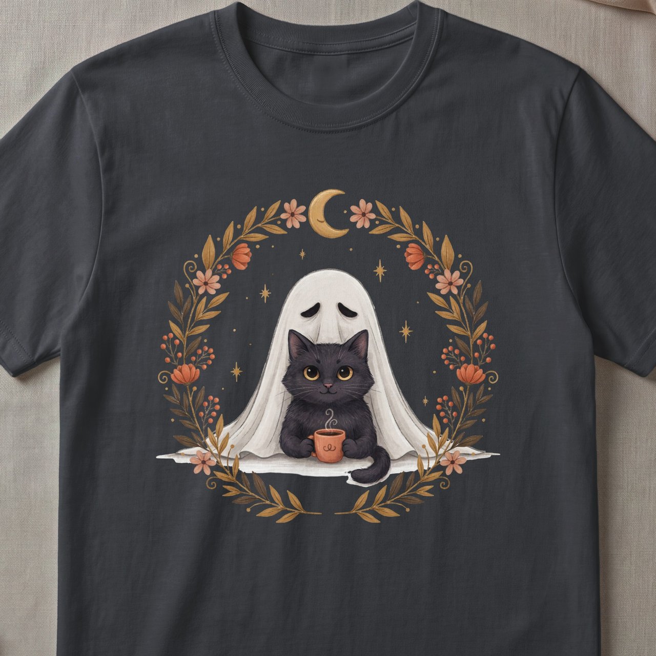 Cozy Ghost and Black Cat Tee