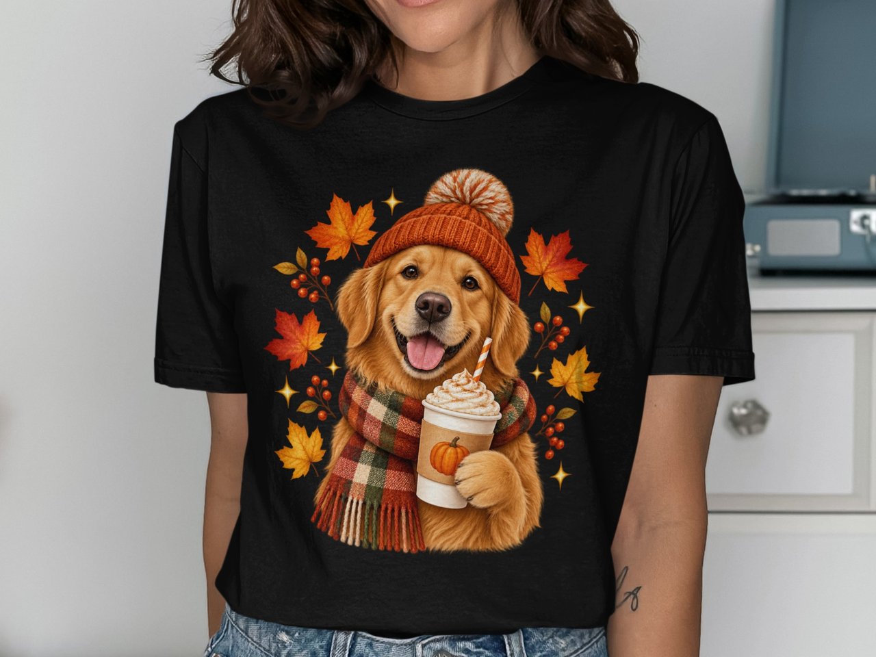 Cozy Fall Golden Retriever Tee
