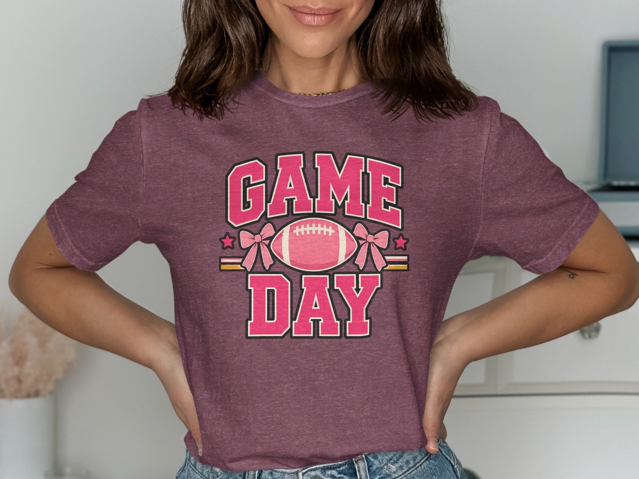 Pink Football Game Day Tee