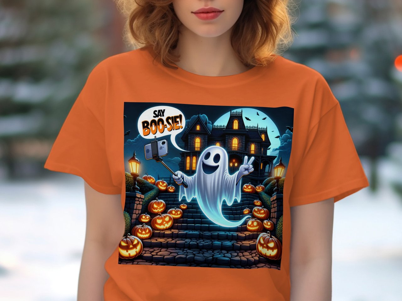 Halloween Ghost Selfie T-Shirt, Spooky Season Apparel, Haunted House Tee, Funny Ghost Shirt, Halloween Costume Shirt, Trick or Treat Top