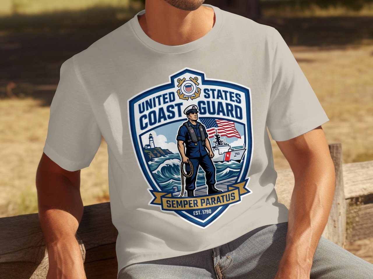 United States Coast Guard Semper Paratus T-Shirt, Military Veteran Gift, Nautical Coastie Life Apparel, Patriotic Tee