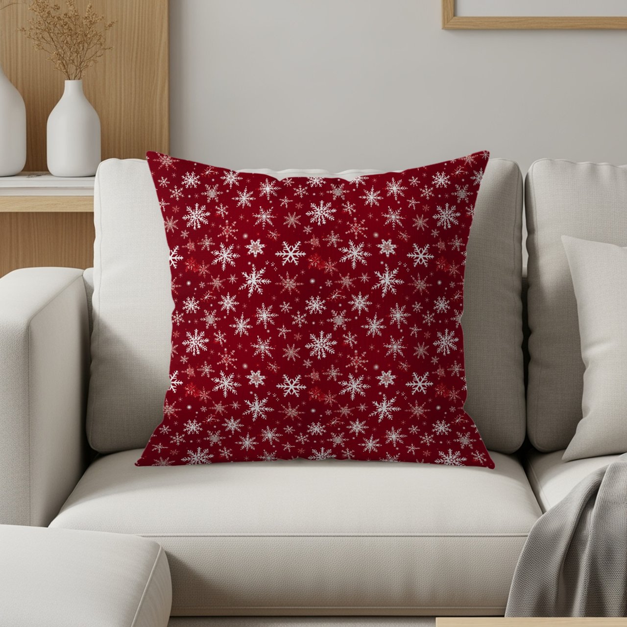 Ret Snowflake Throw Blanket and Pillow: Winter Home Decor 