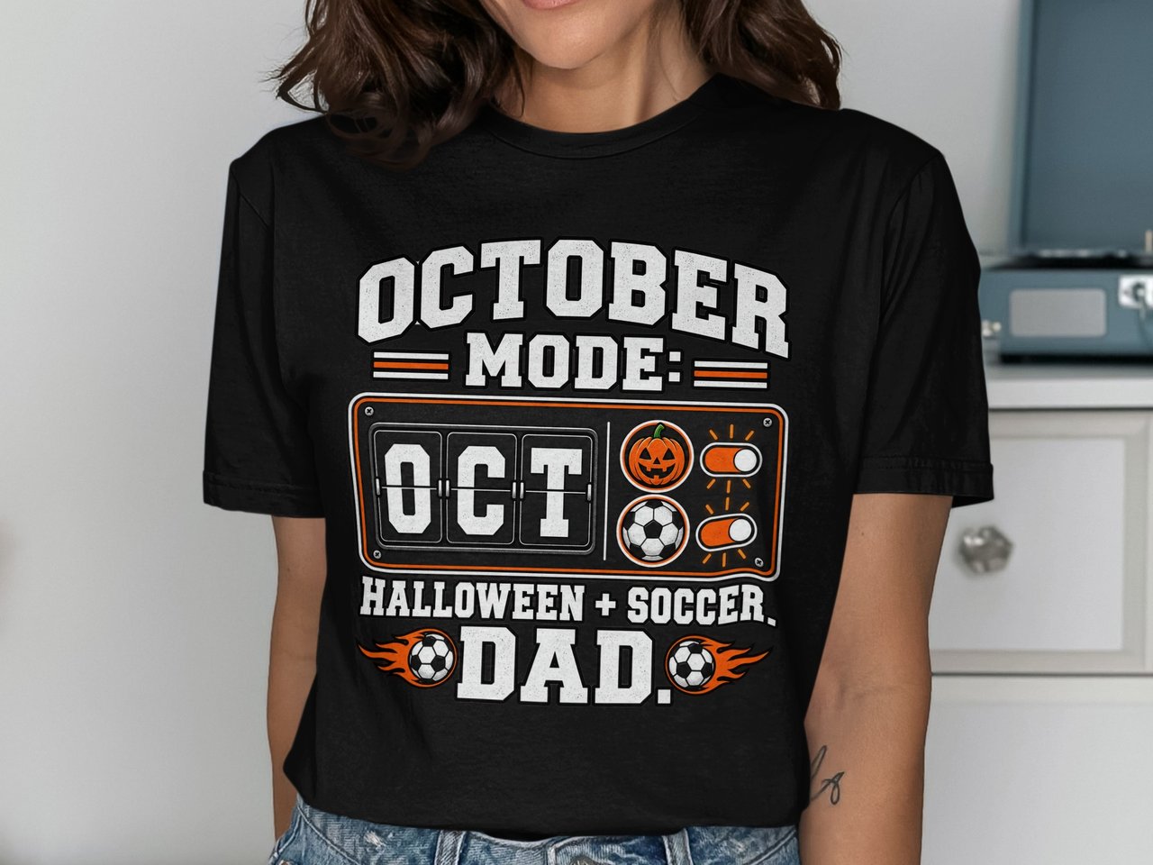 October Mode Halloween Soccer Dad Tee