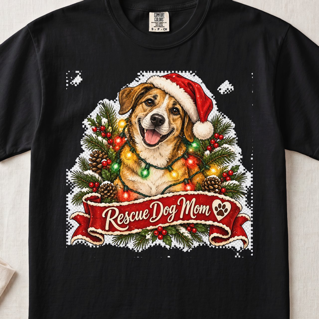 Rescue Dog Mom Christmas Shirt – Vintage Holiday Dog Mom Tee