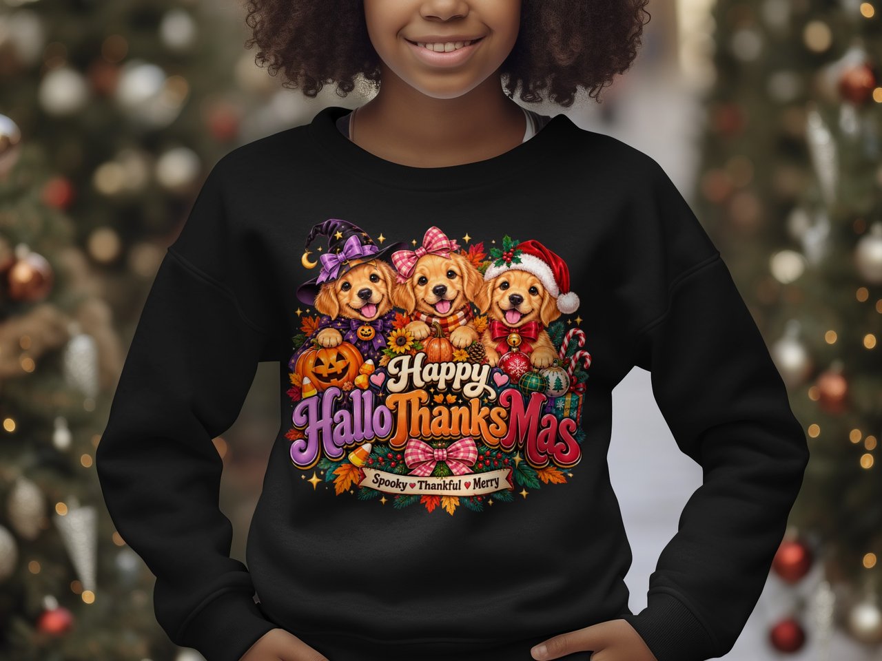 Happy HalloThanksMas Puppies Print