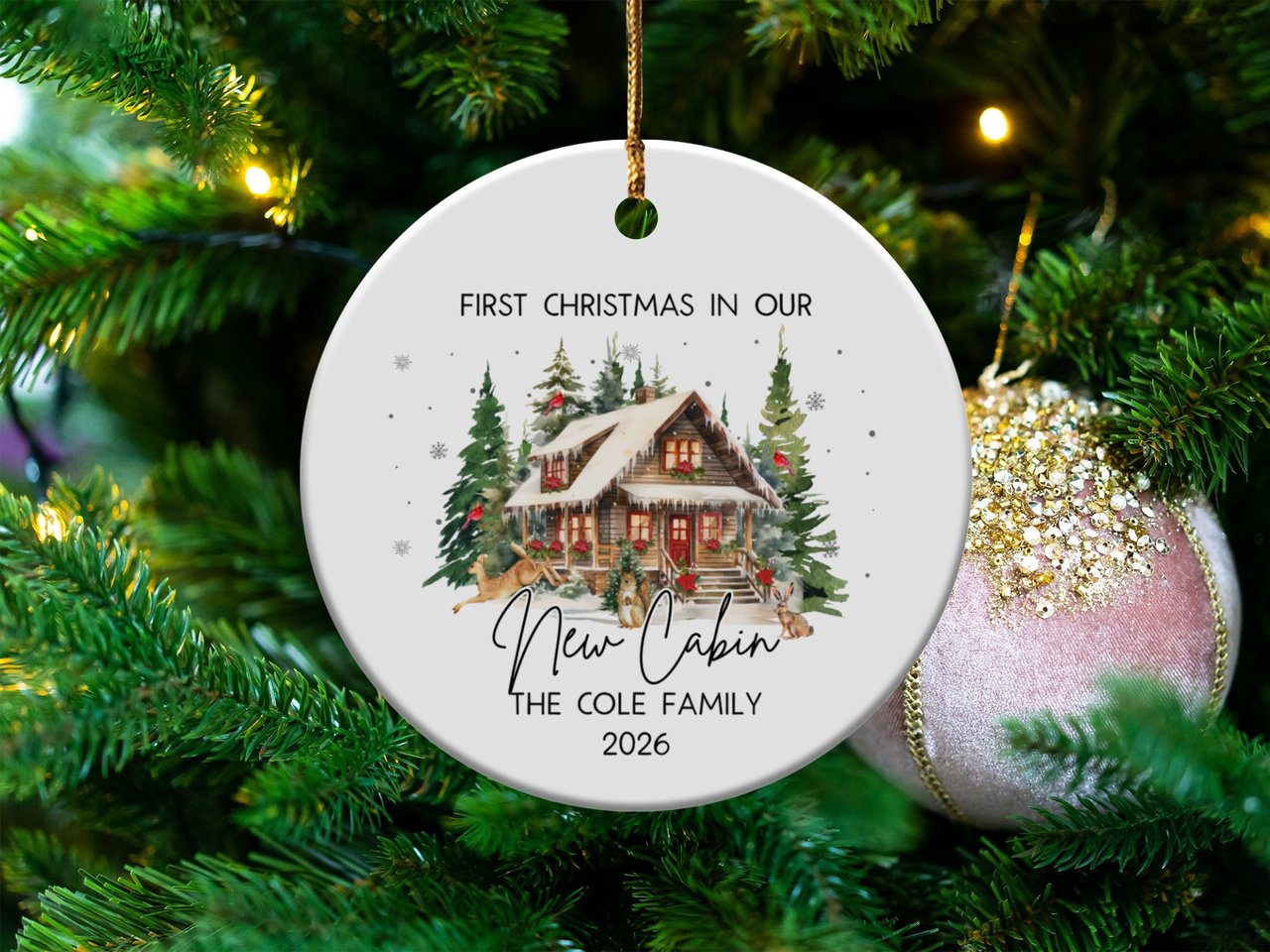 First Christmas In Our New Cabin Ornament