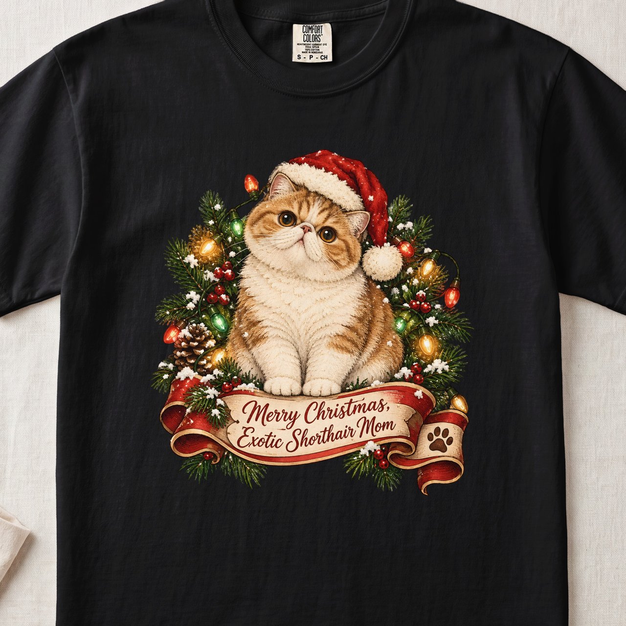 Merry Christmas Exotic Shorthair Mom Shirt – Holiday Cat Tee