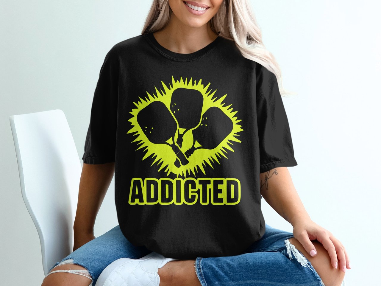 Pickleball Comfort Colors Shirt, Addicted, Vintage Graphic Tee for Pickleball Addicts & Players