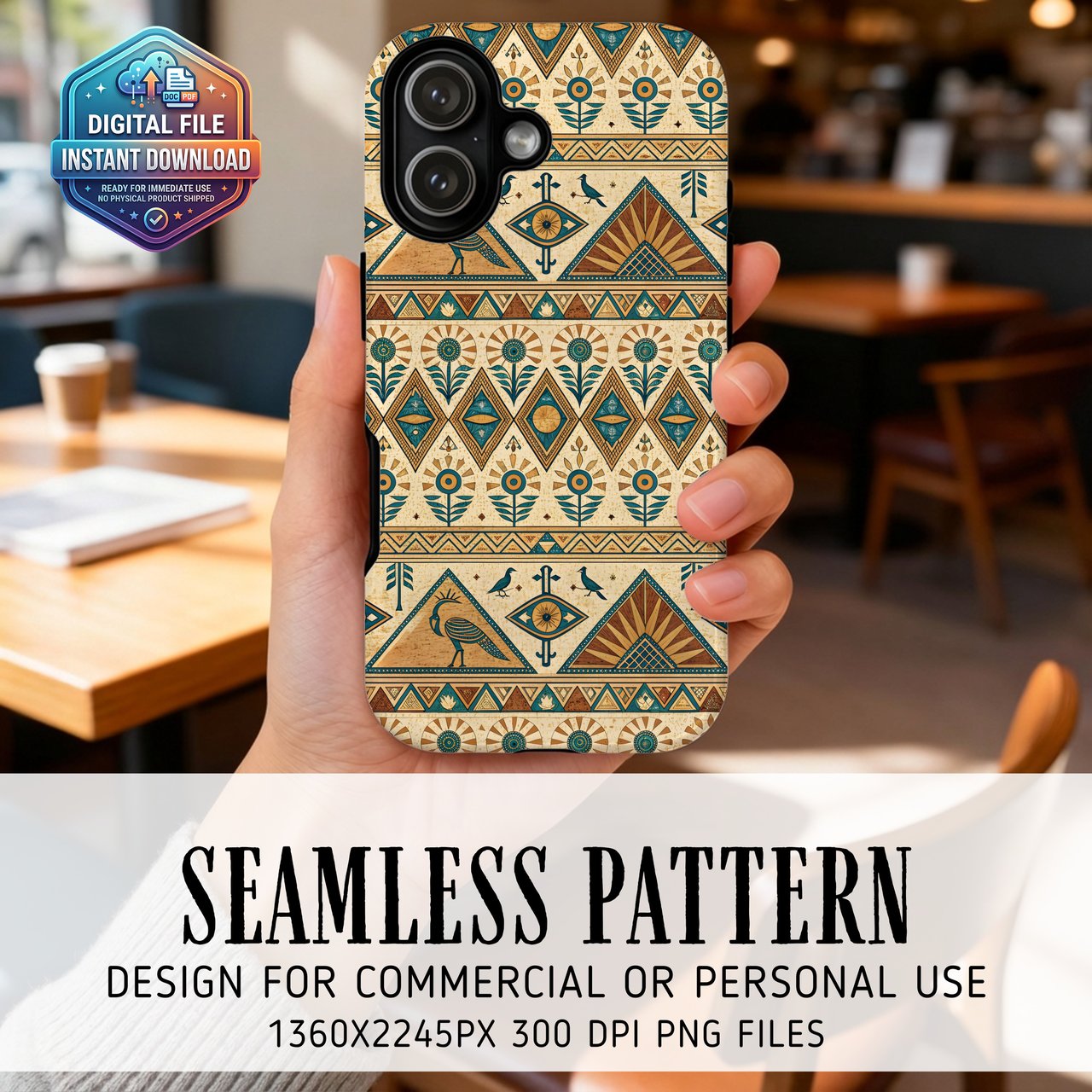 Egyptian Folk Pattern Digital Download