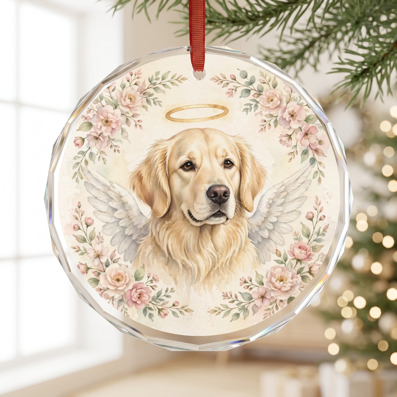 Golden Retriever Memorial Ornament | Angel Dog Personalized | Pet Loss Gift