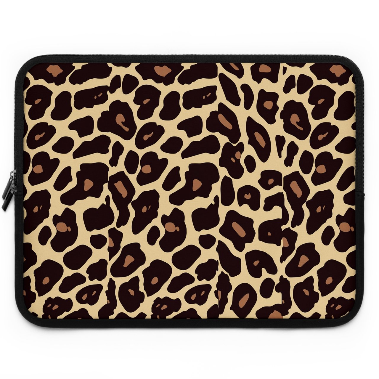 Chic Leopard Print Laptop Sleeve, Animal Print Accessory Pouch, Trendy Wild Jungle Pattern Tech Case