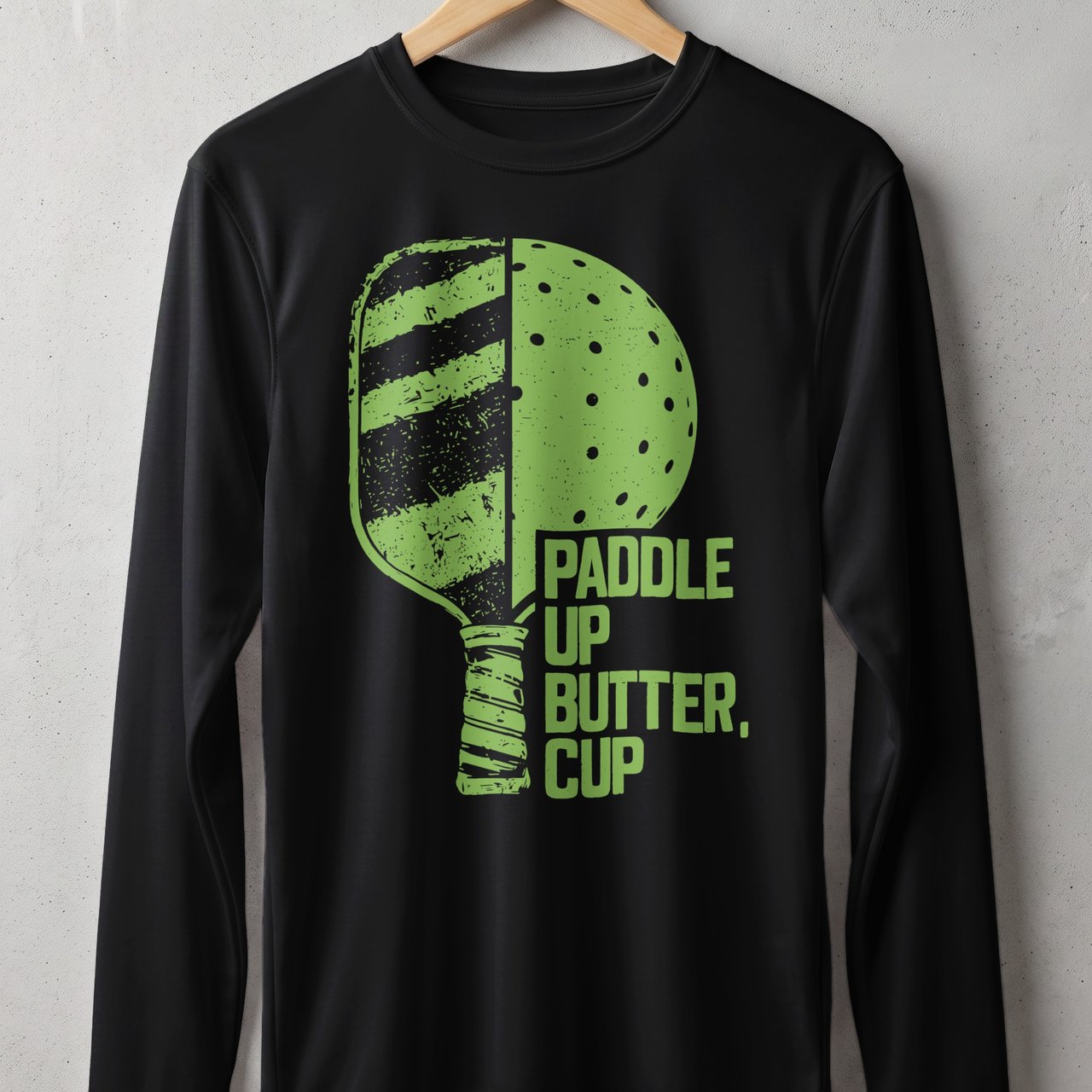 Pickleball Sport-Tek Long Sleeve Tee, Paddle Up Butter, Cup, Outdoor Court Performance Sun Shield Shirt