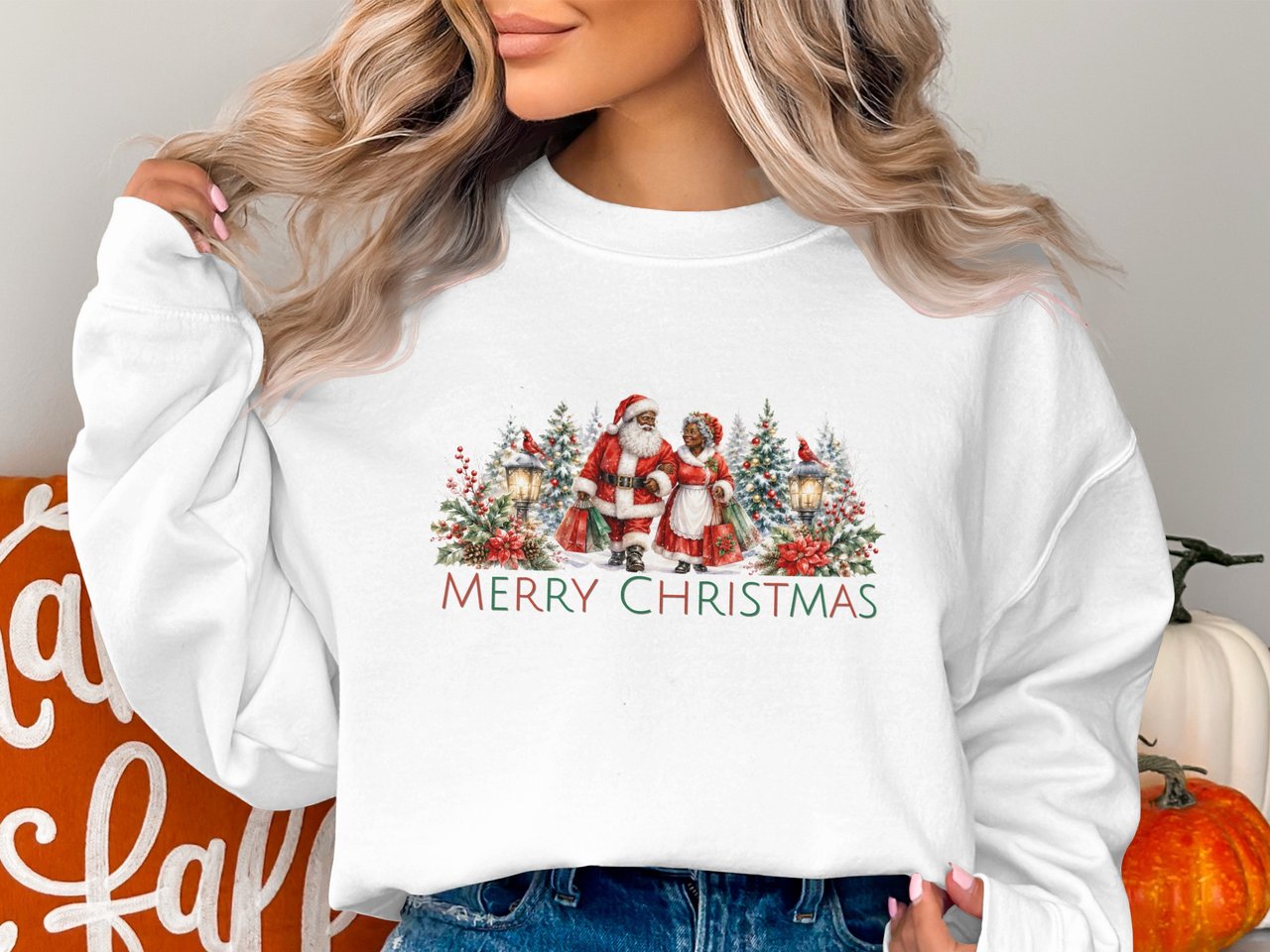 Black Santa and Mrs Claus PNG Clipart, African American Merry Christmas Graphic, Vintage Winter Holiday Sublimation Art Digital Download