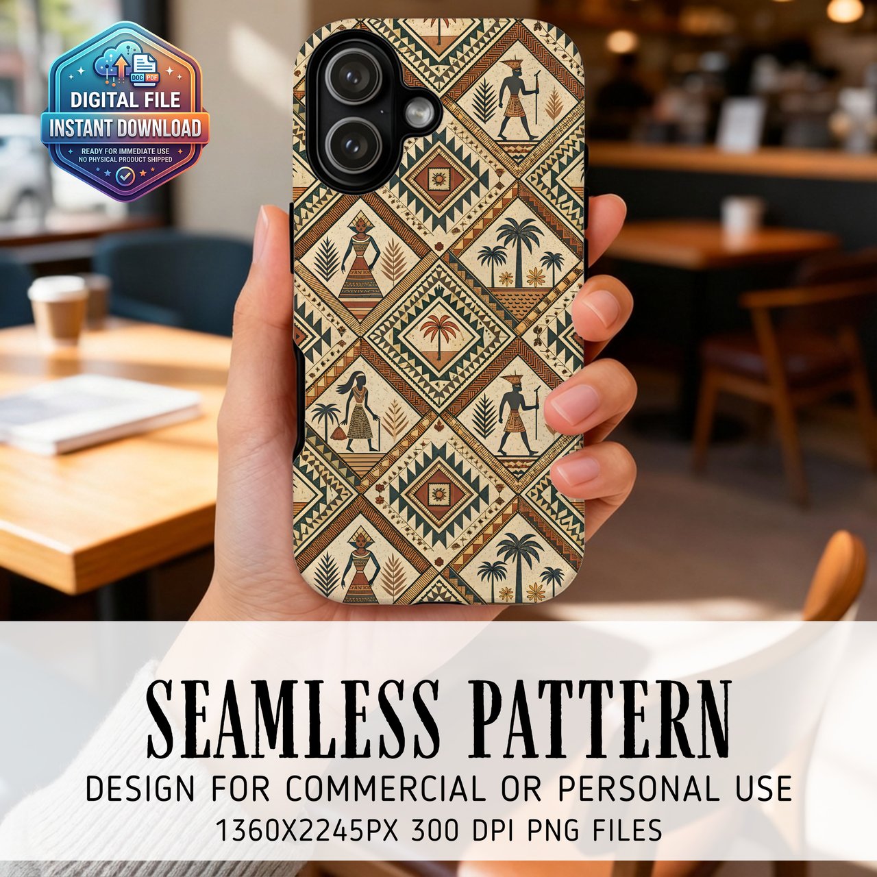 Ethnic Tribal Pattern Digital Wallpaper