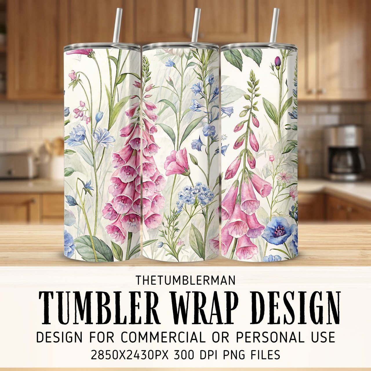 Cottagecore Floral Digital Pattern Size Bundle Png