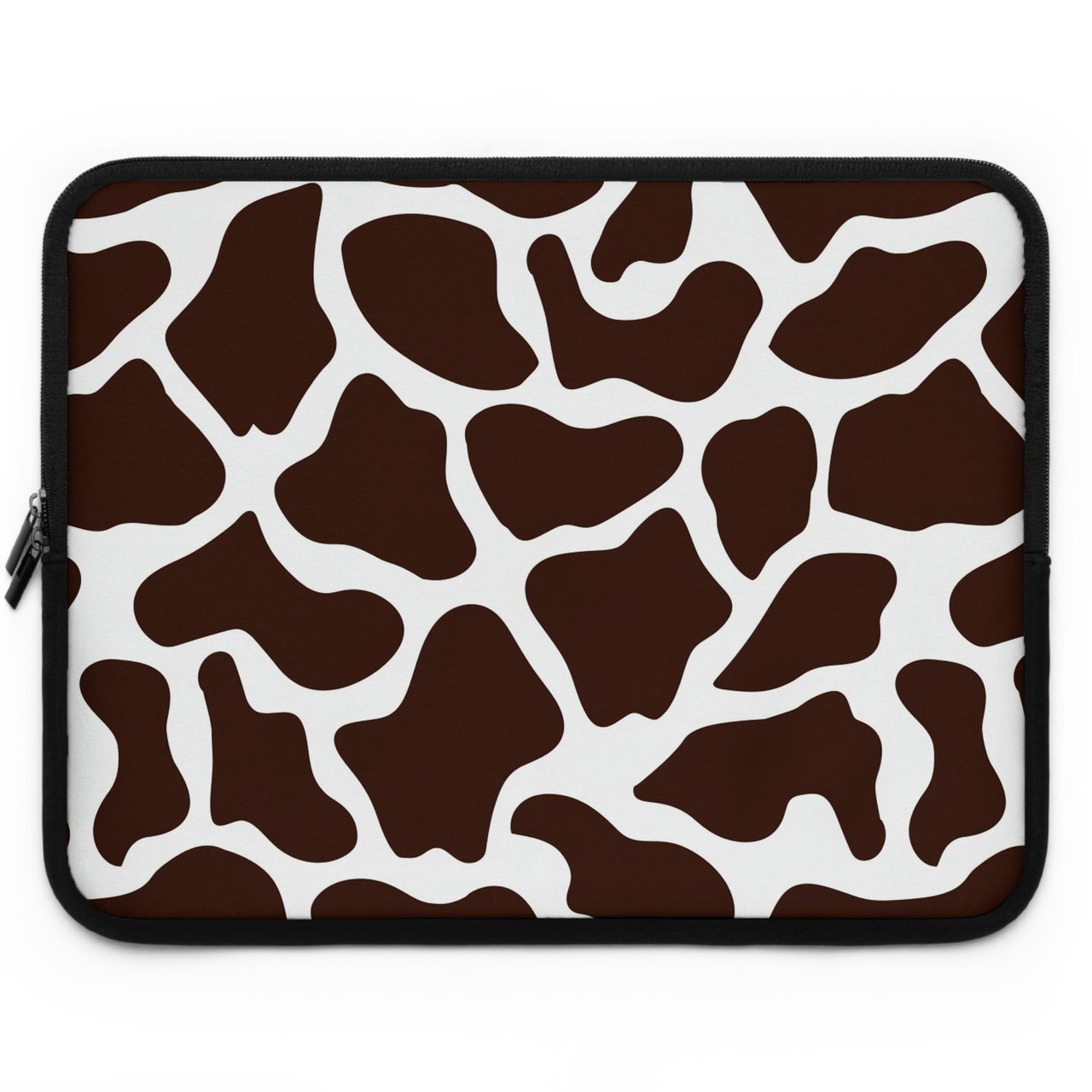 Cute Cow Print Laptop Sleeve, Brown White Spotted Bovine Aesthetic Accessory Pouch, Farm Animal Tech Case, Unique Gift
