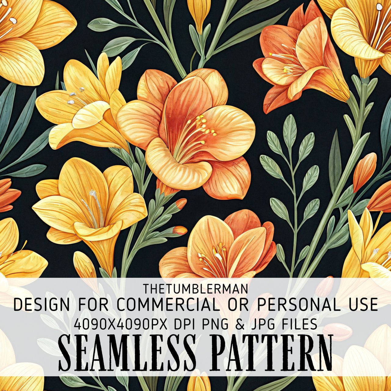 Yellow Orange Floral Tumbler Design, Watercolor Flowers Backgrounds, Junk Journal Pages, Printable Tumbler PNG, Digital Scrapbooking Paper
