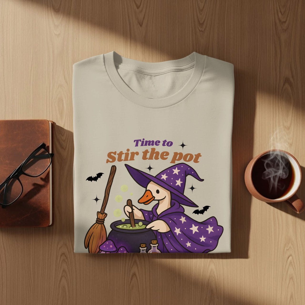 Witch Goose T-Shirt, Stir the Pot, Halloween Shirt, Funny Goose Tee, Spooky Season Apparel, Cute Witchy Design