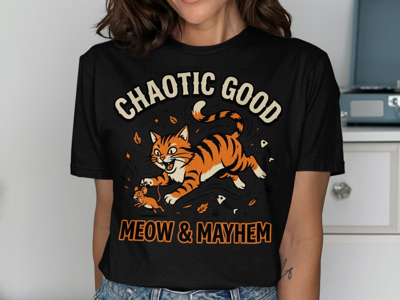 Chaotic Good Orange Cat Tee