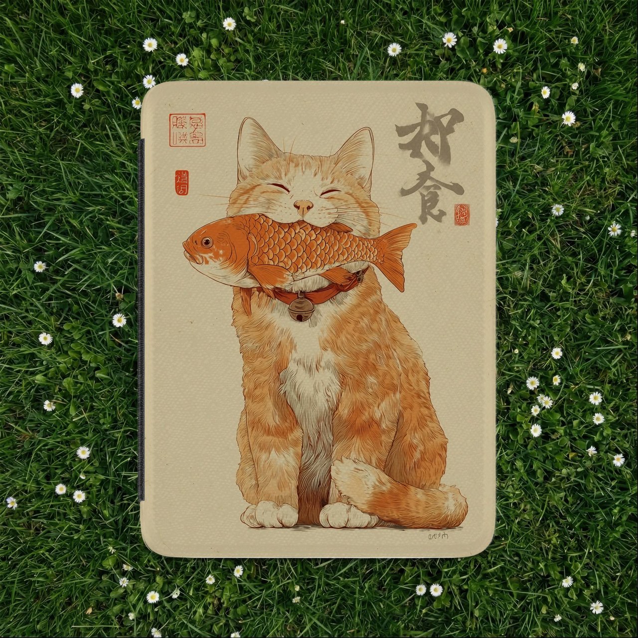 Japanese Cat with Fish Kindle Case