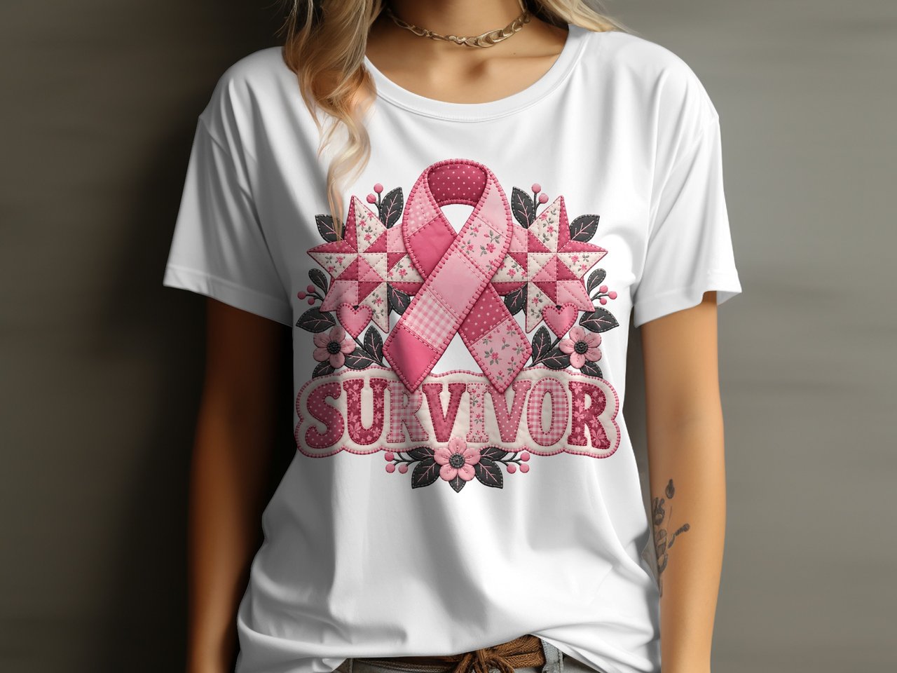 Pink Ribbon Quilt Survivor Tee
