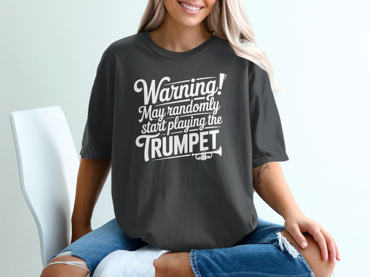 Warning! Trumpet Player Graphic Tee