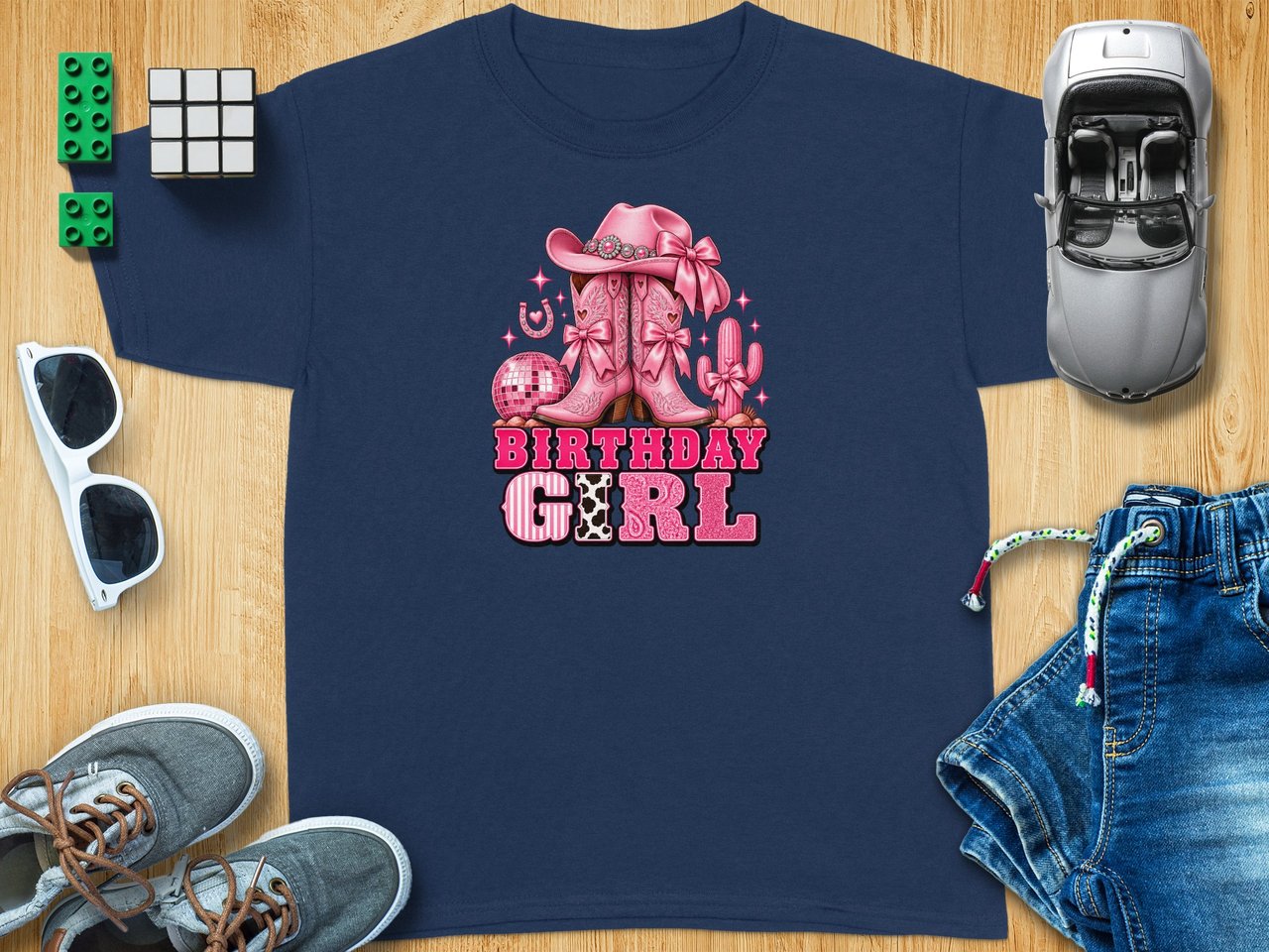 Pink Cowgirl Birthday Girl Tee