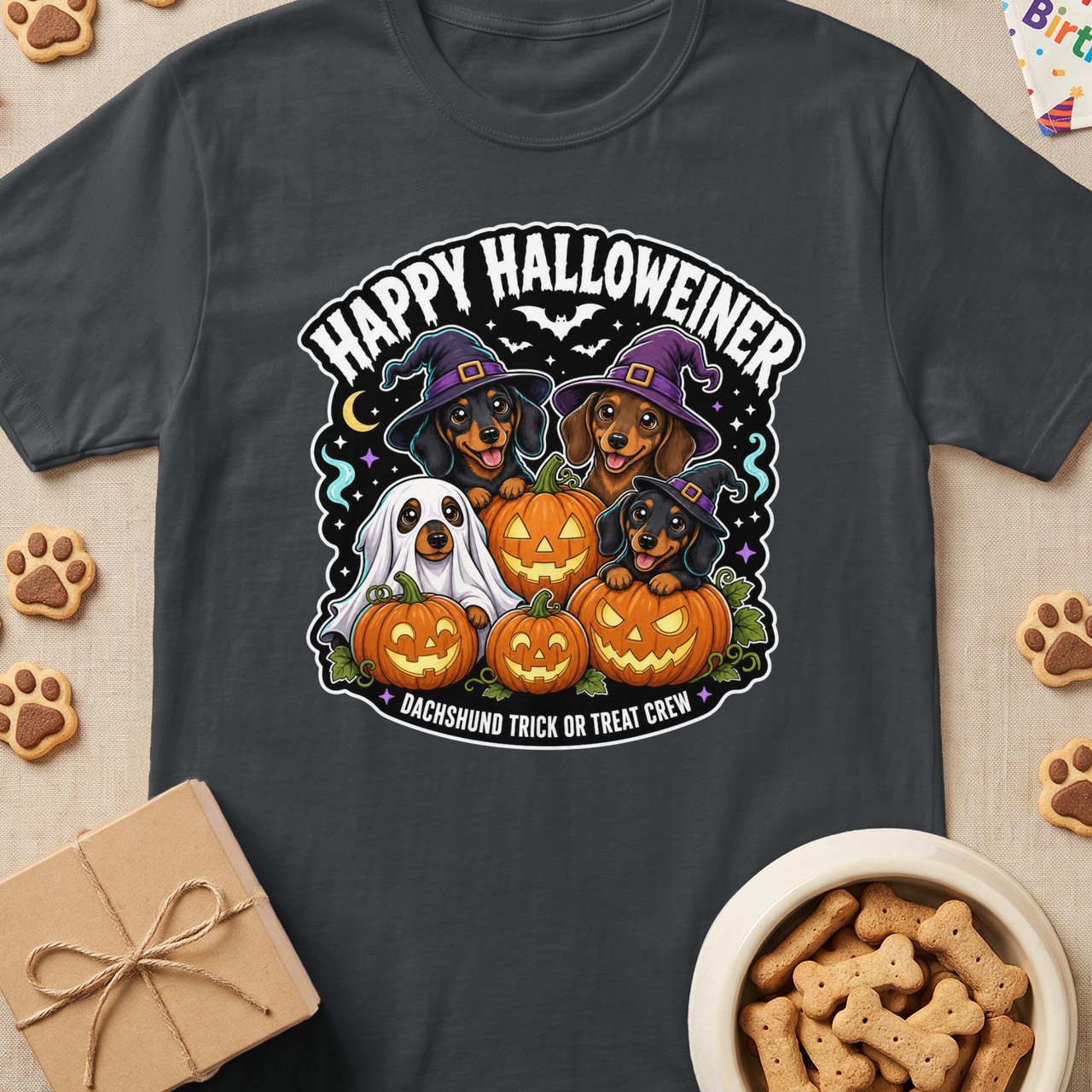 Happy Halloweiner Dachshund Crew T-Shirt