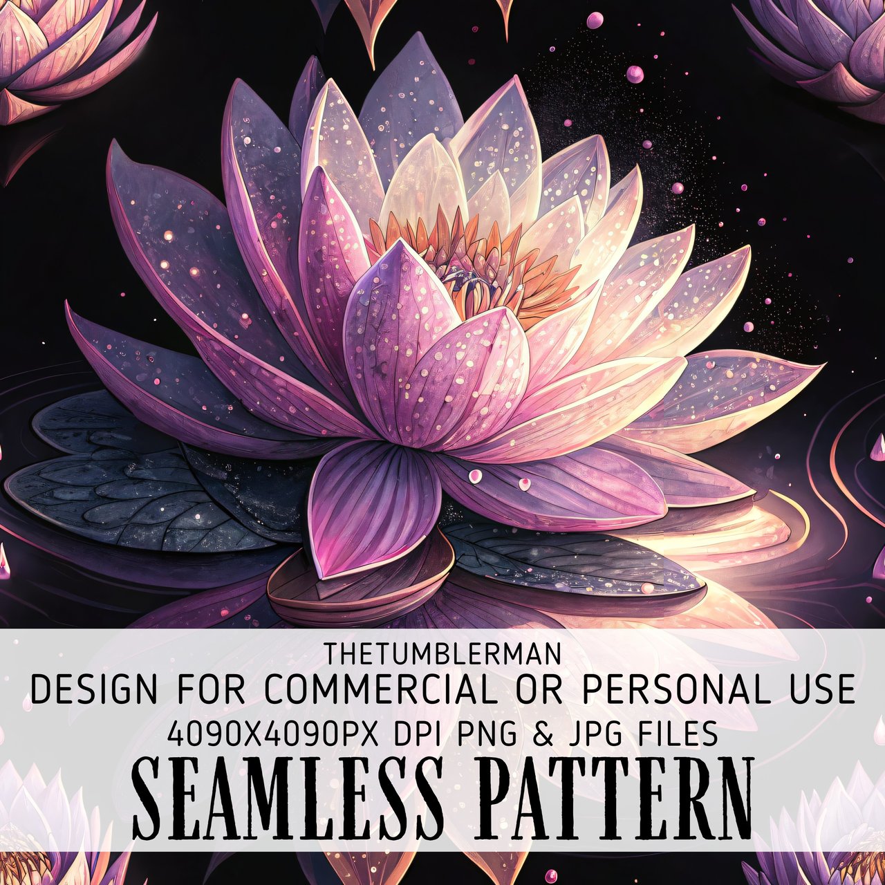 Pink Lotus Flower Tumbler Design, Digital Paper Pack, Watercolor Background, Floral Junk Journal Pages, Printable PNG, Scrapbooking