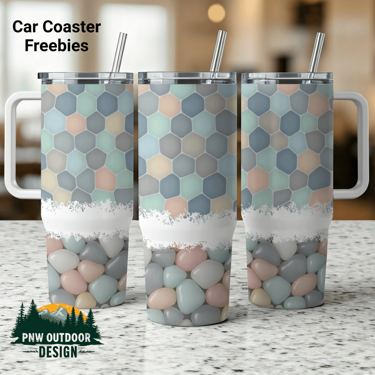 40oz Tumbler Sublimation Wrap, Seamless Distressed Tapered, Pastel Pebbles, Digital Download, Patterned Tumbler Design, Tumbler Template