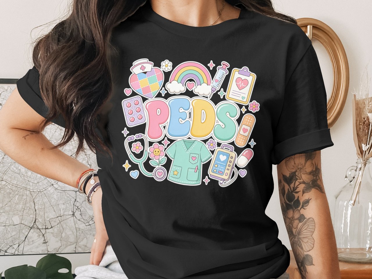 Peds Nurse T-Shirt: Retro Pediatric Practitioner Nursing Design