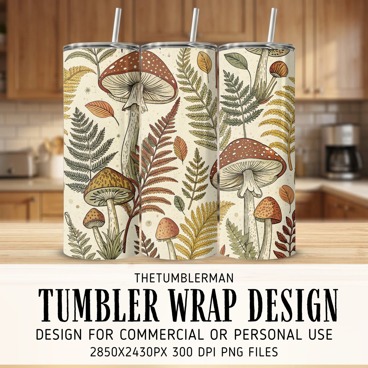Whimsical Mushroom Forest Digital Pattern Size Bundle Png
