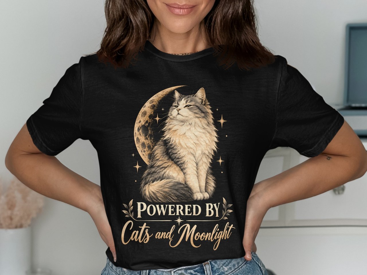 Powered by Cats and Moonlight Tee or Sweatshirt