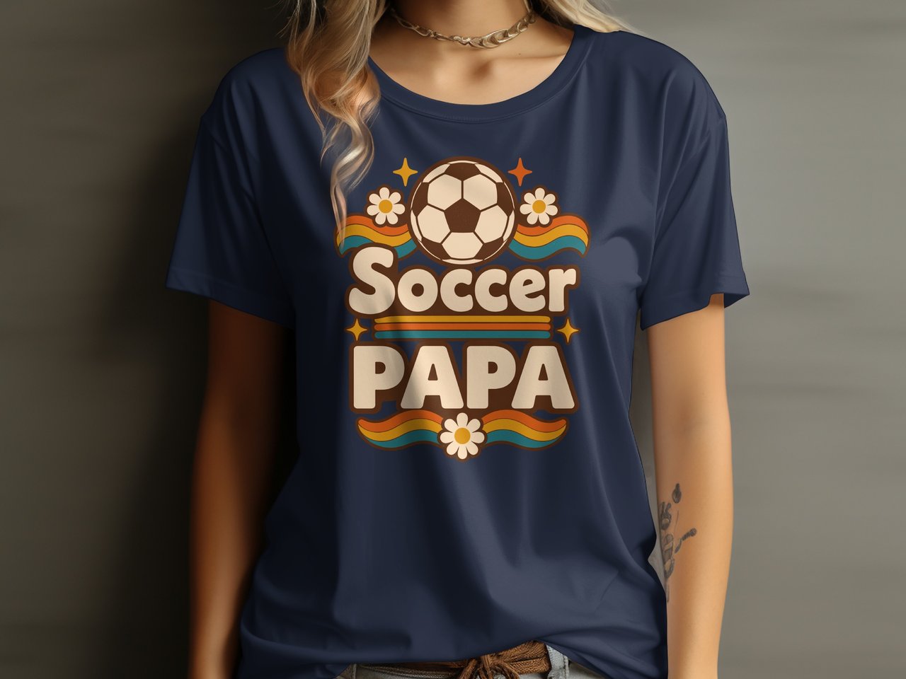 Retro Soccer Papa Tee or Sweatshirt