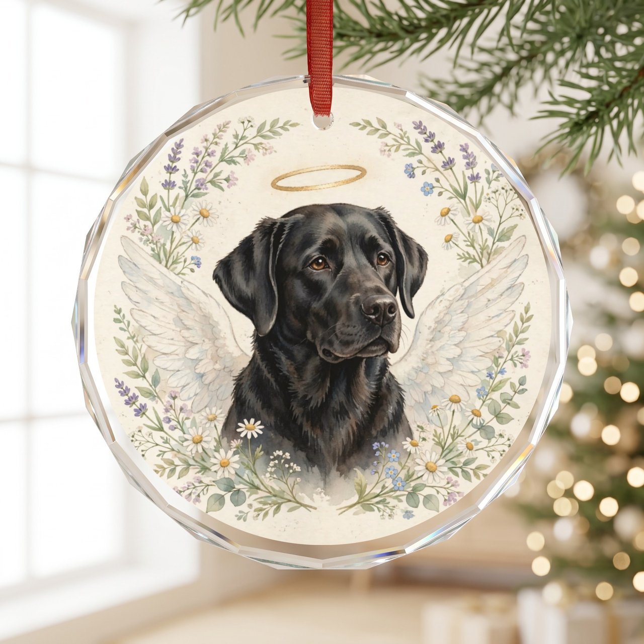 Black Lab Memorial Ornament | Labrador Angel Personalized | Pet Loss Gift