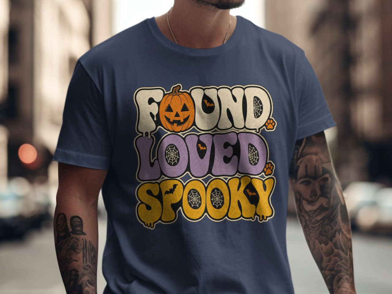 Found Loved Spooky Retro Halloween T-Shirt | Vintage Fall Pumpkin Pet Lover Tee | Adopt Don't Shop Spooky Season Shirt