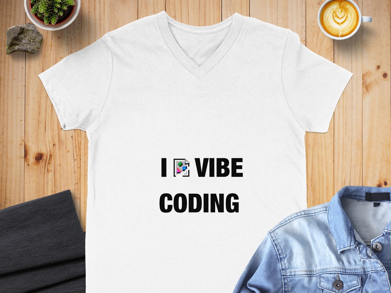 I Vibe Coding — Bella 3005 V-Neck T-Shirt