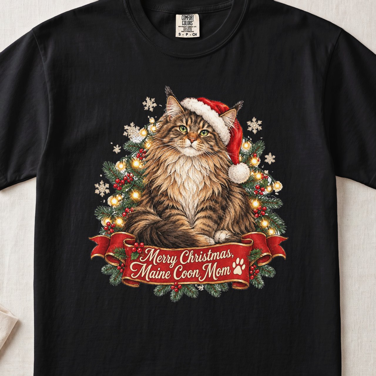 Merry Christmas Maine Coon Mom Shirt – Maine Coon Holiday Tee