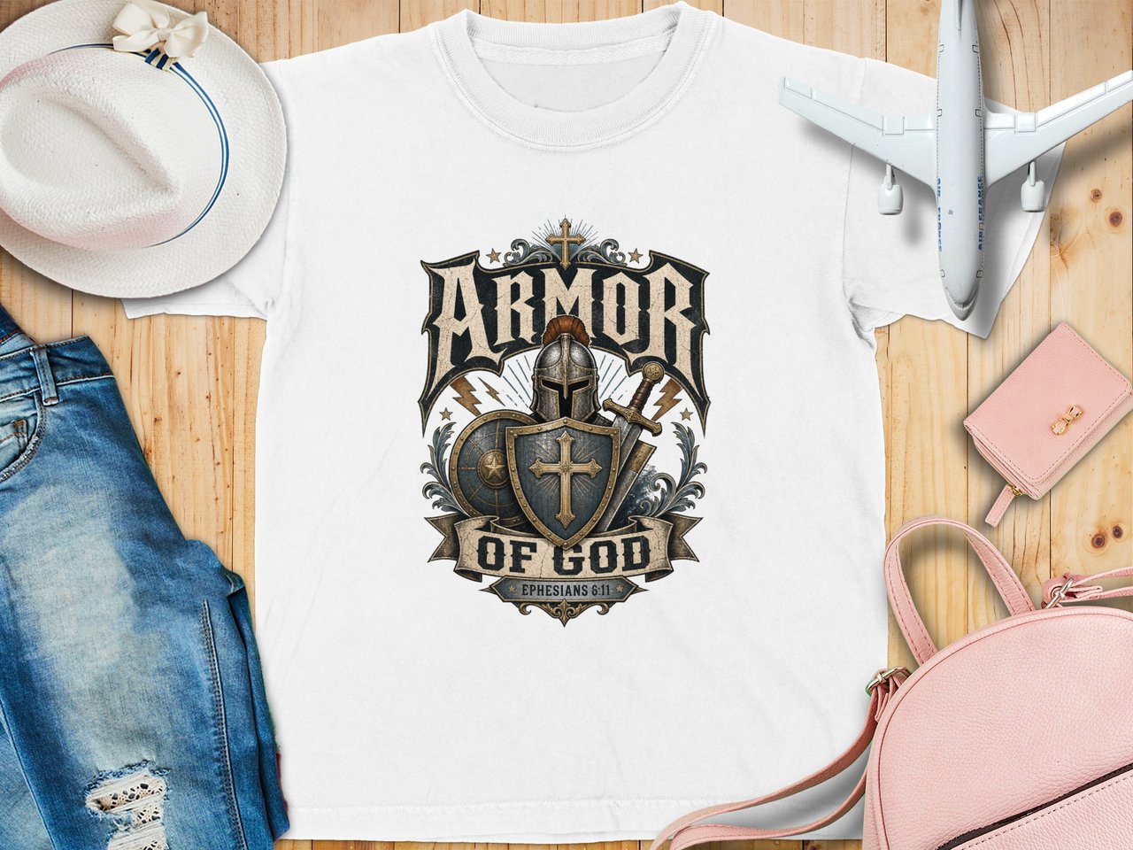 Armor Of God Youth T-Shirt, Ephesians 6:11 Scripture Faith Christian Vintage Distressed Religious Graphic Tee Mens Gift
