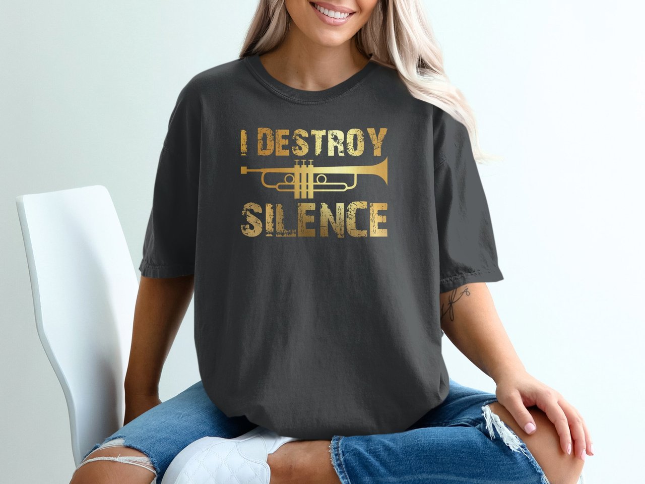 I Destroy Silence Trumpet Graphic Tee