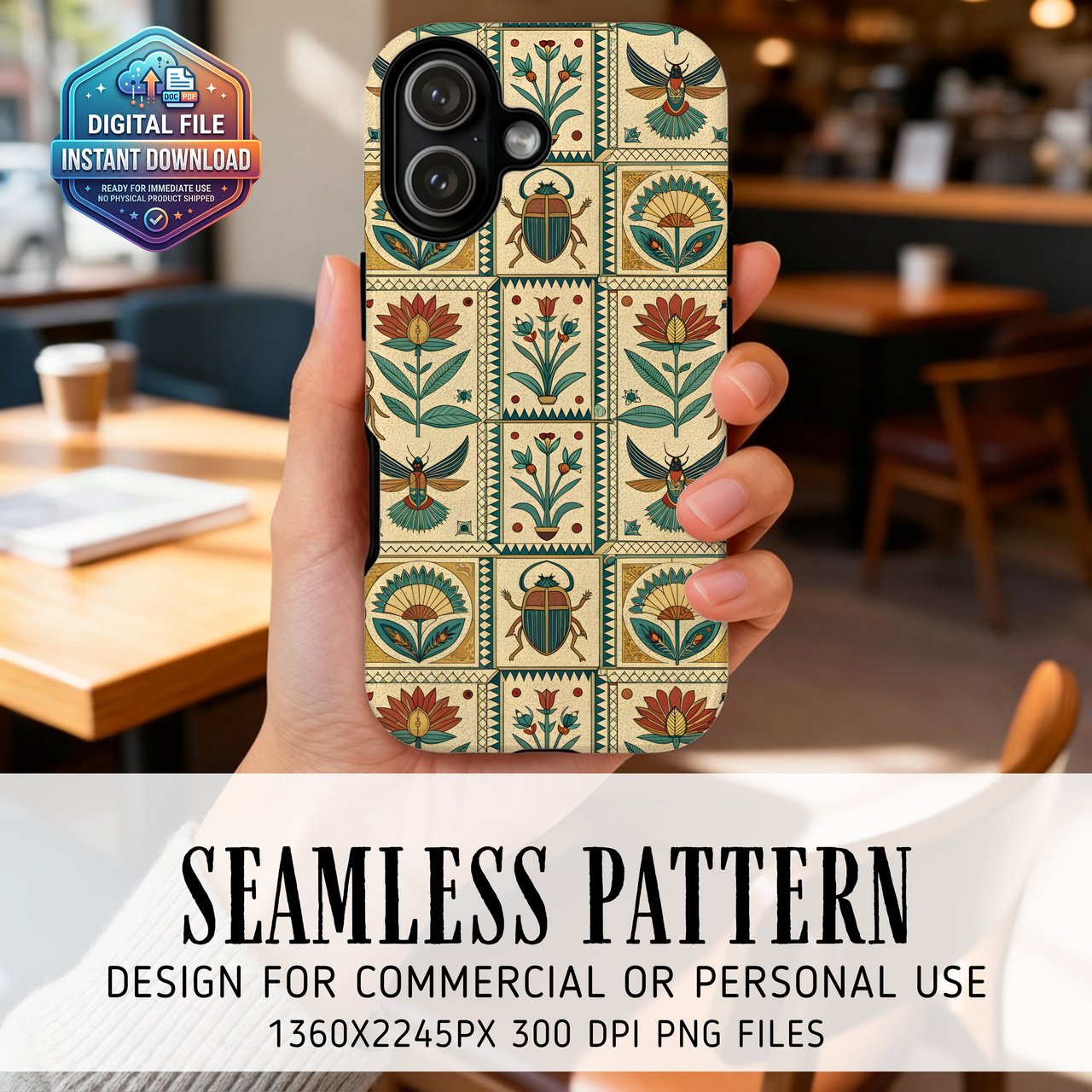 Egyptian Scarab Pattern Digital