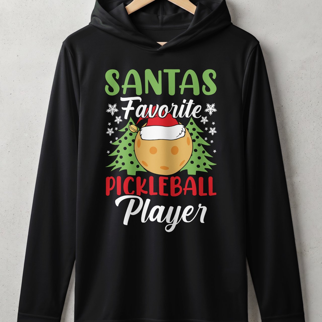 Pickleball Sport-Tek Performance Hood, Santas Favorite Pickleball Player, Lightweight Hoodie