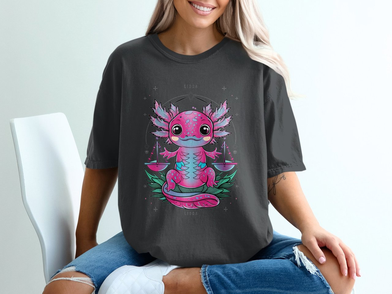 Adorable Libra Axolotl Graphic T-Shirt