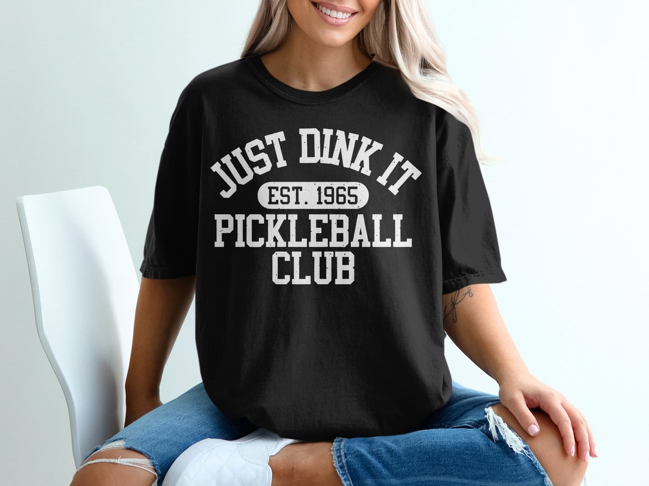 Pickleball Comfort Colors Shirt, Just Dink It Est. 1965 Pickleball Club, Vintage Athletic Graphic Tee