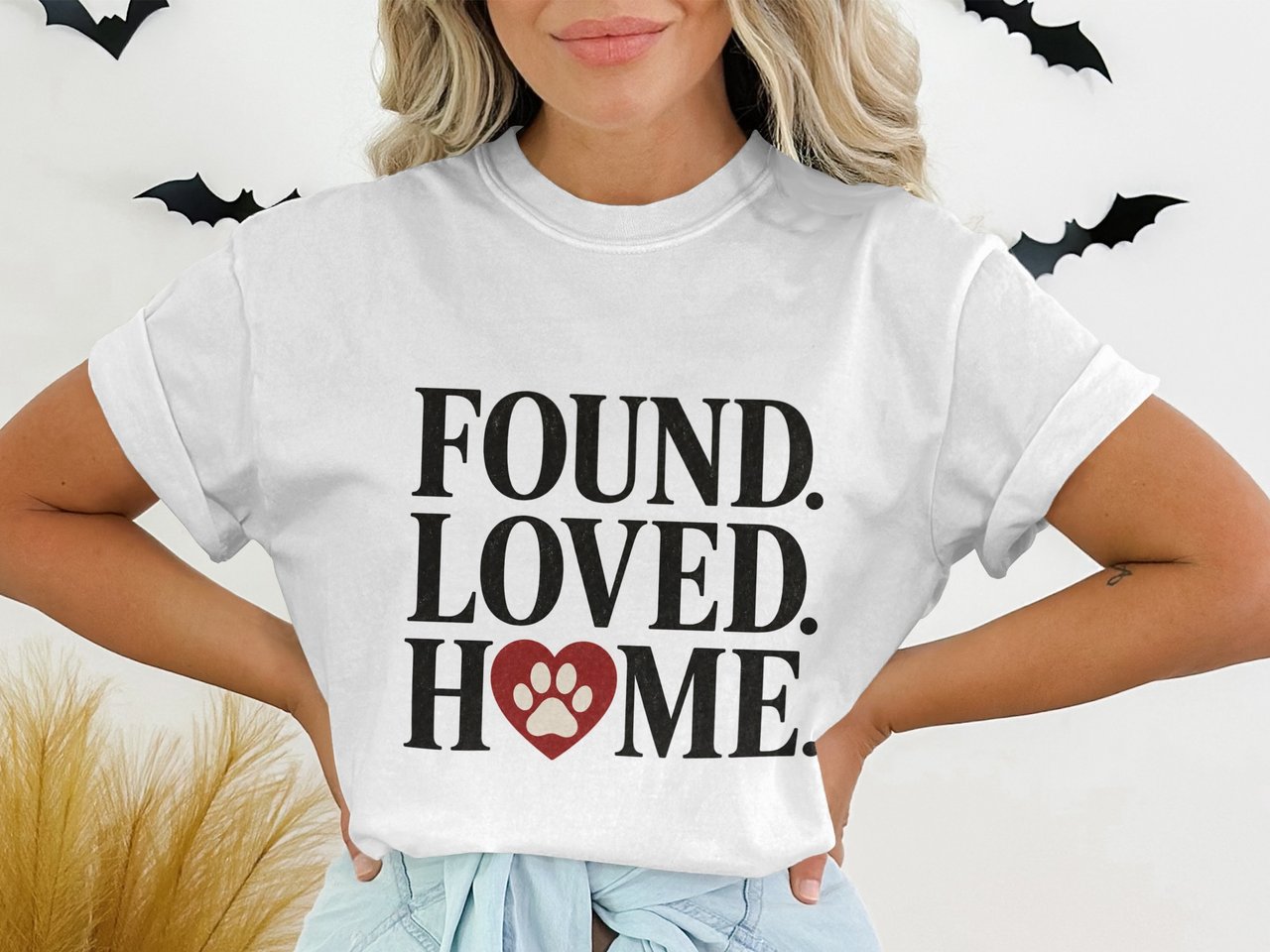 Found Loved Home T-Shirt | Pet Adoption Rescue Tee | Dog Mom Gift | Animal Lover Shirt | Paw Print Heart Design