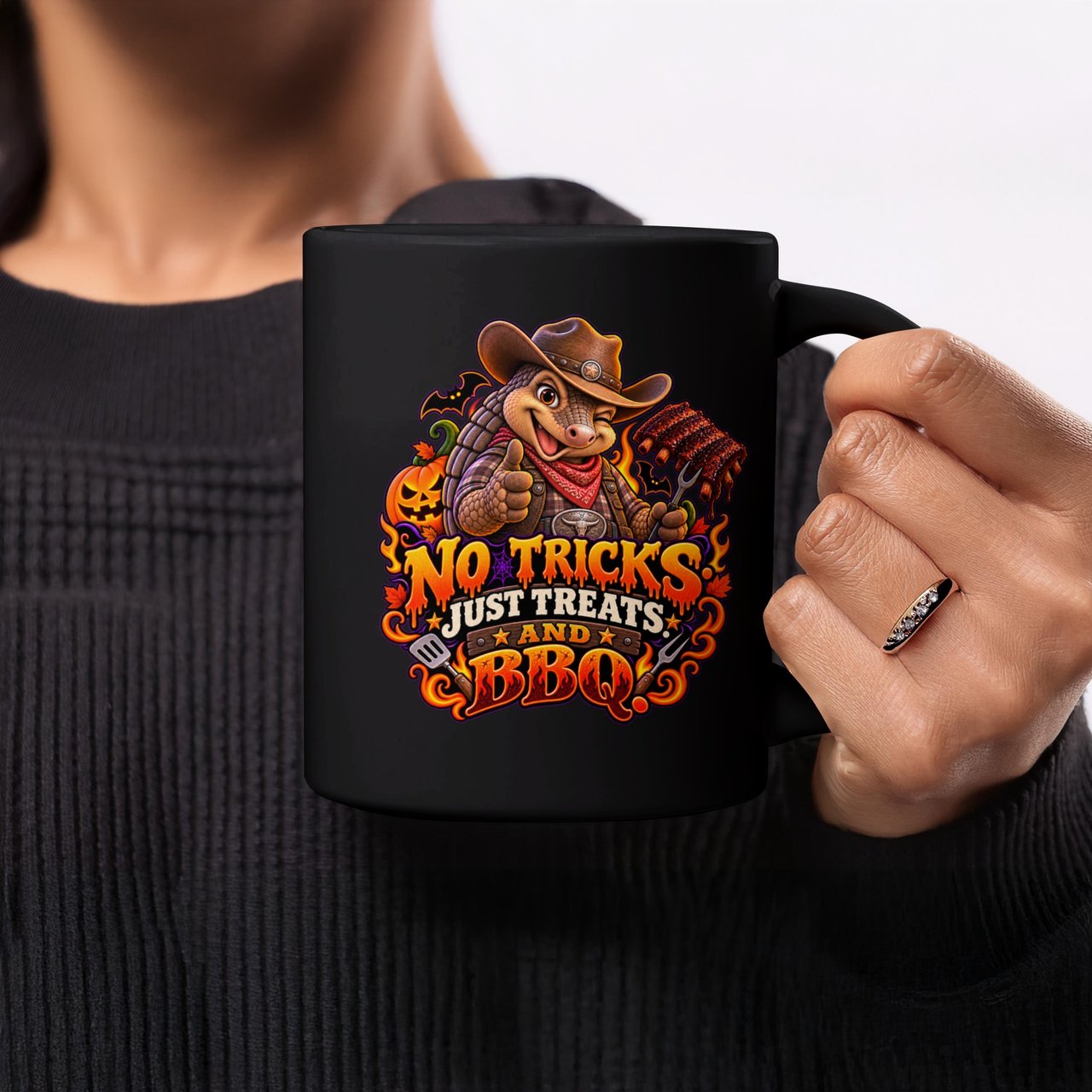 No Tricks Just Treats and BBQ Mug