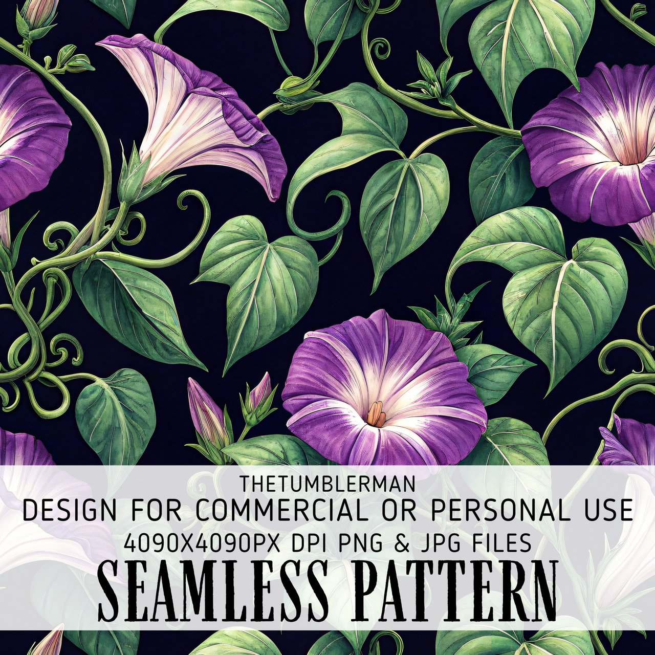 Morning Glory Tumbler Design, Digital Papers, Watercolor Flower, Floral Junk Journal, Printable Tumbler Png, Scrapbooking Paper
