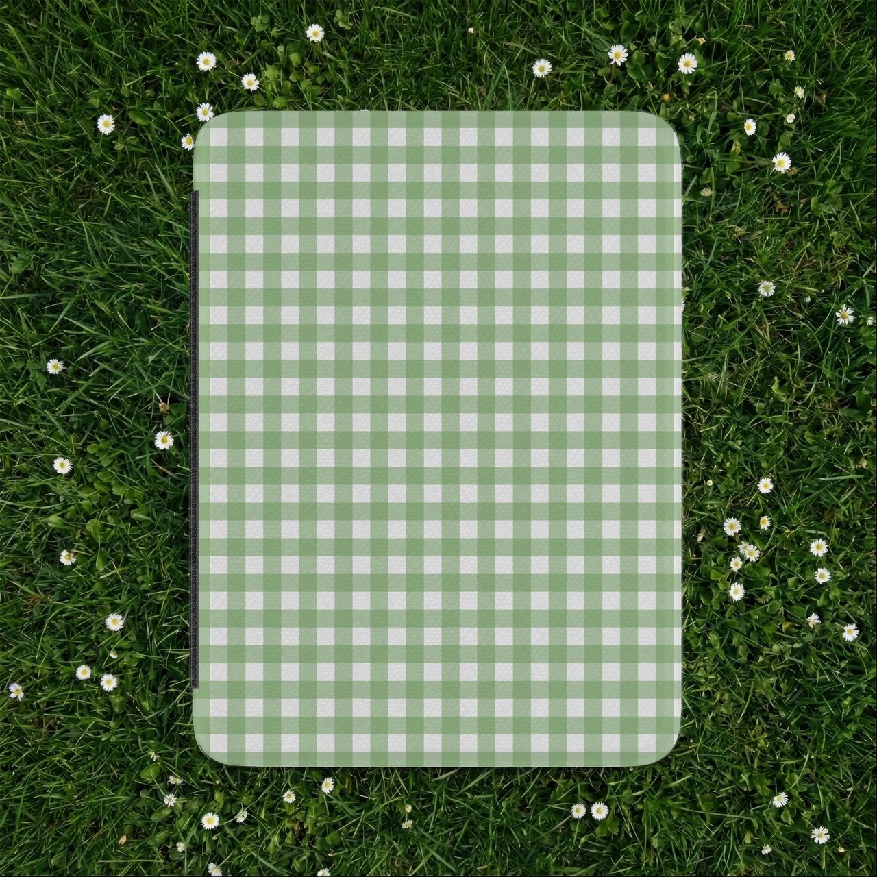 Sage Green Gingham Kindle Case