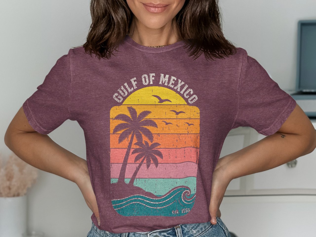 Gulf of Mexico Retro Sunset Tee & Sweatshirts