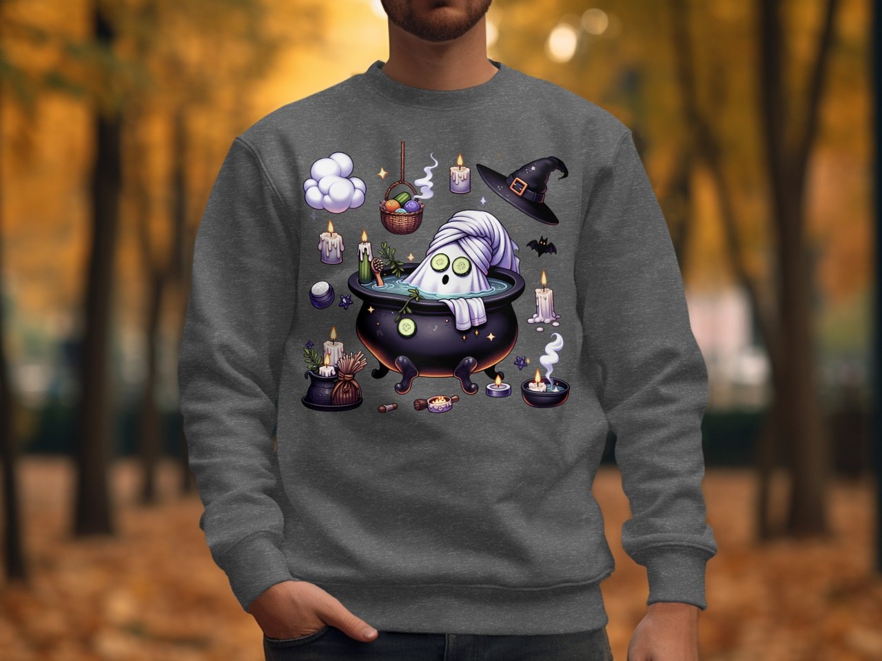 Spa Ghost T-Shirt, Halloween T-Shirt, Relaxing Ghost, Spooky T-Shirt, Funny Halloween, Witch Hat T-Shirt, Cute Ghost T-Shirt